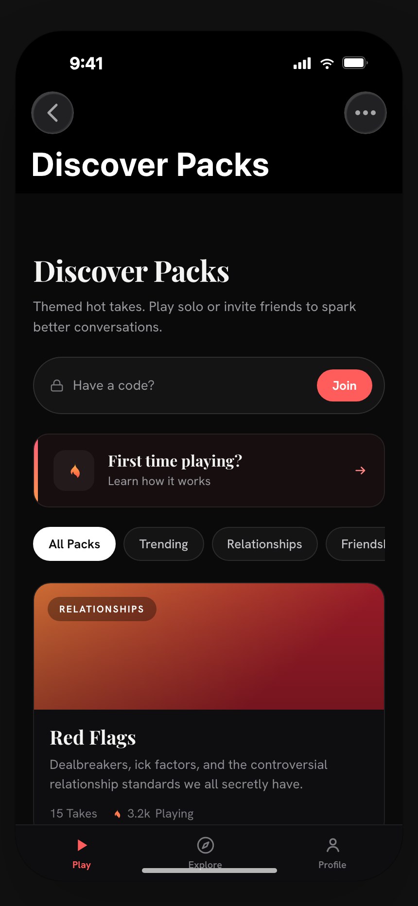 Hotseats: discover packs