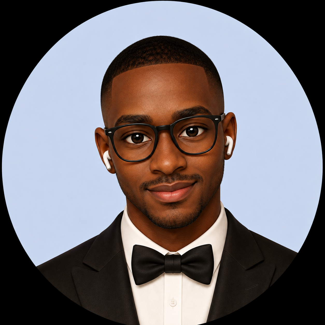 Stylised AI-generated portrait of Samuel Awonuga