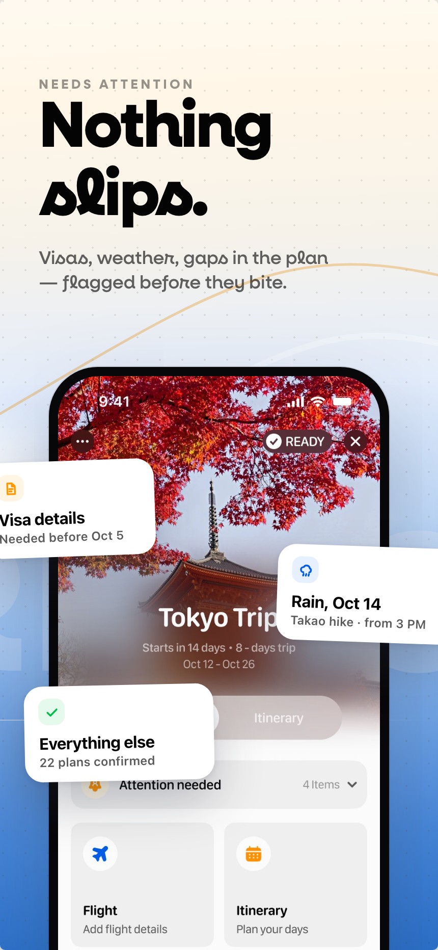 Onward App Store screenshot: Nothing slips